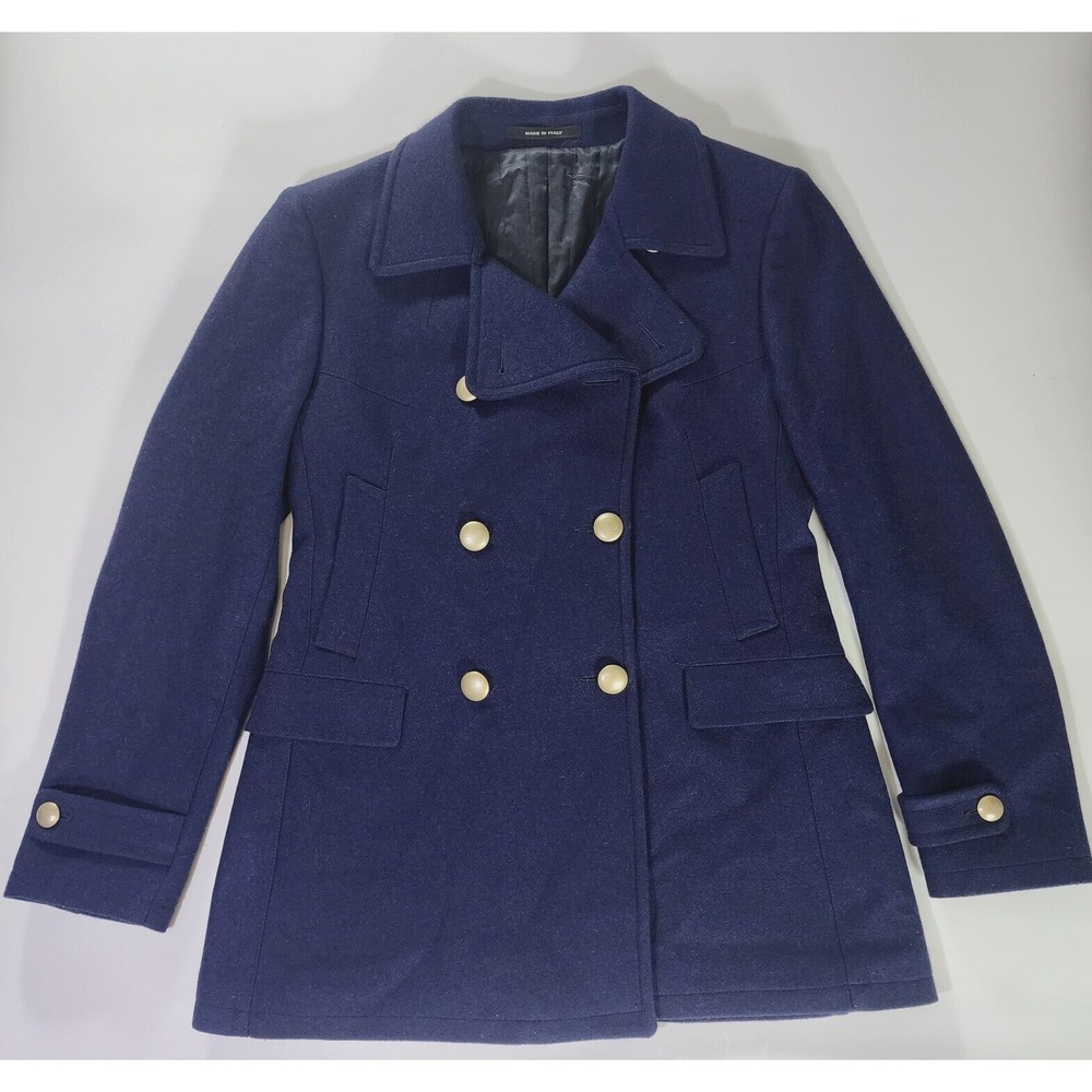 Tagliatore Jacket Women's 48R Navy Blue Wool Blazer Golden Buttons Made in Italy